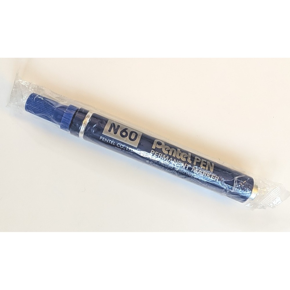 Pentel N60-C - N60 Permanent Marker Chisel Tip Blue N60-C NEW NIP